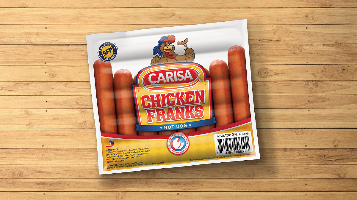 Carisa Chicken Franks packaging design