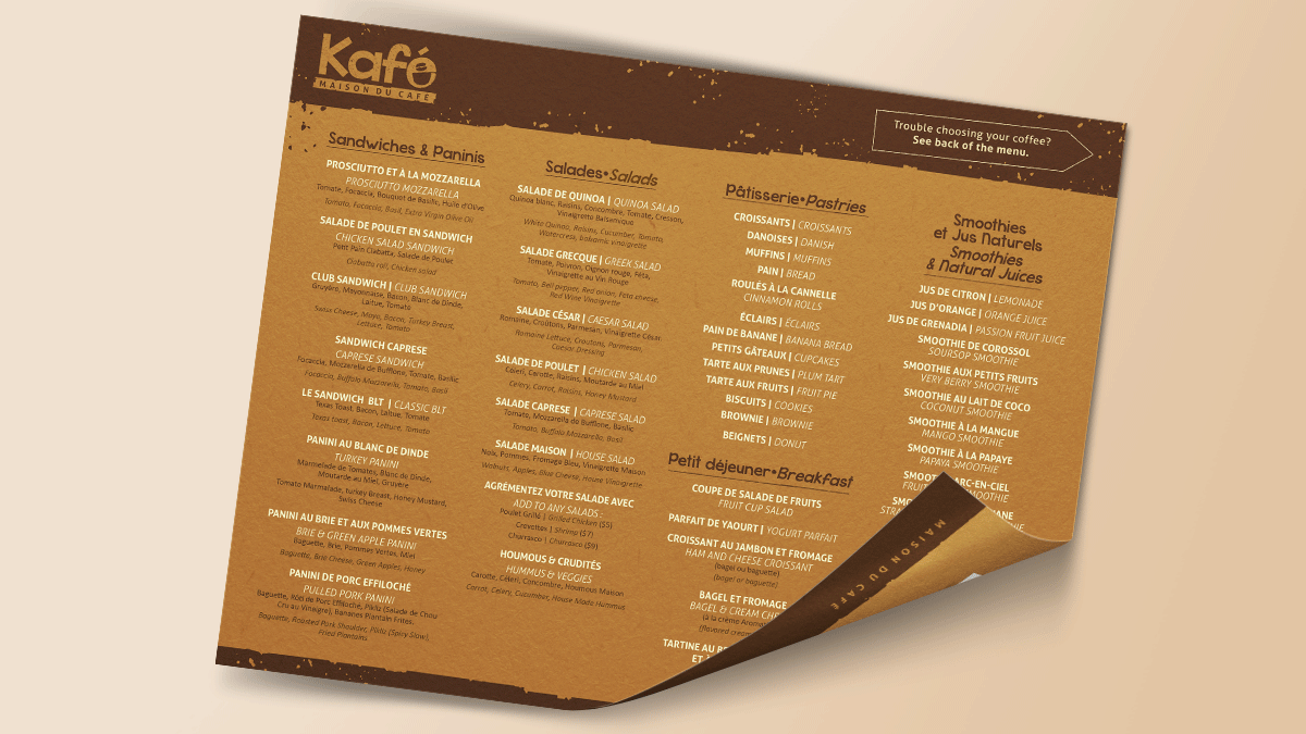 Kafé menu mockup by Pong Lizardo