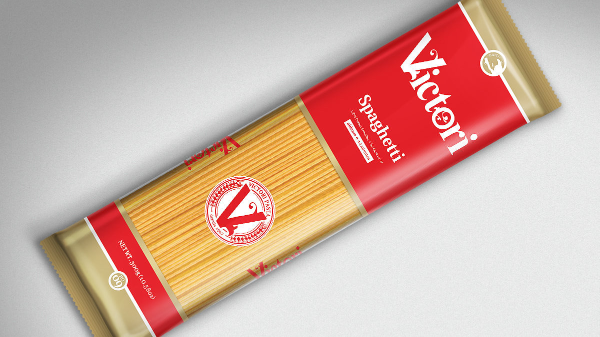 Victori Pasta packaging design Pong Lizardo